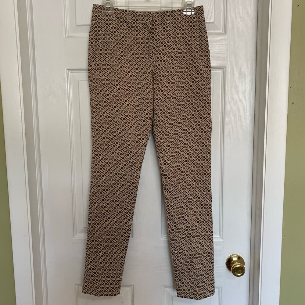J McLaughlin Flat Front Neutral Diamond Texture Slim Fit Pants Size 2